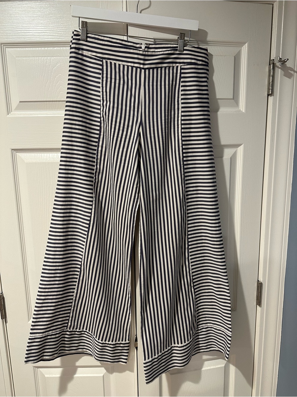 Marie Oliver Navy & White Striped Wide-Leg Pants